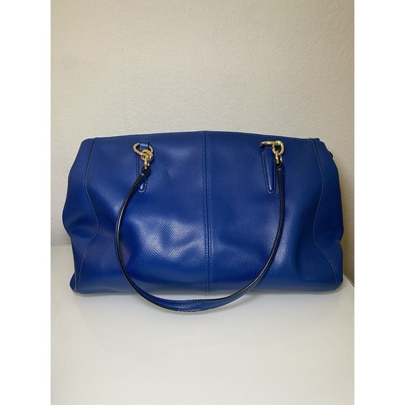 Coach F36606 Christie Carryall Crossbody HandBag Purse Blue Crossgrain Leather - Picture 2 of 16